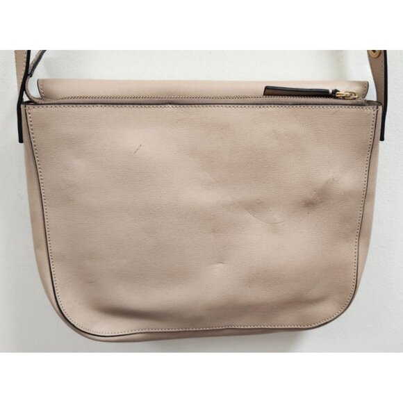 Marni Beige Leather Pushlock Saddle Shoulder Crossbody Bag Adjustable Strap - Picture 8 of 16